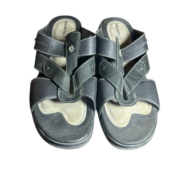 Merrell Women's Leather Slide Sandals 11 Comfortable Outdoor Walking Sandals - Picture 4 of 11